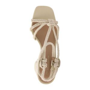 BCBGENERATION Womens Beige Crochet Texa Toe Block Heel Sandals Shoes 9.5 M